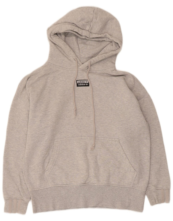 Pulover supradimensionat cu glugă Adidas pentru femei UK 4 XS, bumbac cu pete gri