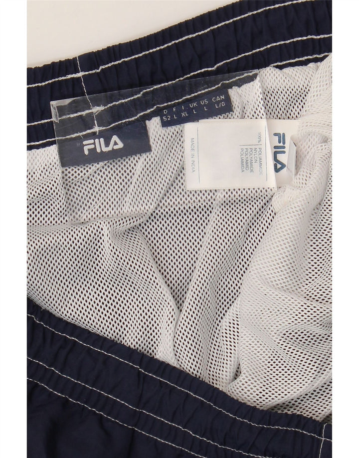 Fila Mens Graphic Sport Shorts Large  Navy Blue Colourblock Polyamide