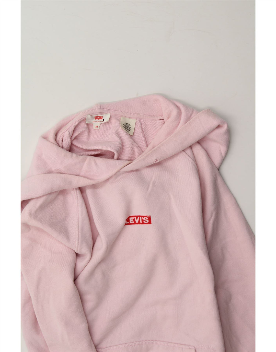 LEVI'S Womens Oversized Hoodie Jumper UK 6 XS Pink Cotton Vintage Levi's and Second-Hand Levi's from Messina Hembry 