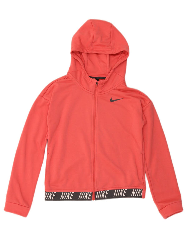Γραφικό πουλόβερ Nike Girls Dri Fit με κουκούλα 13-14 ετών ροζ χρώματος