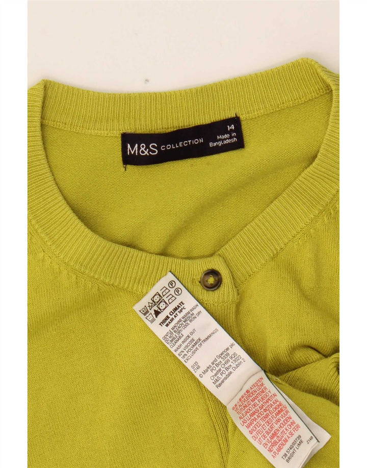 Marks & Spencer Womens Crop Cardigan Sweater UK 14 Medium Yellow Viscose