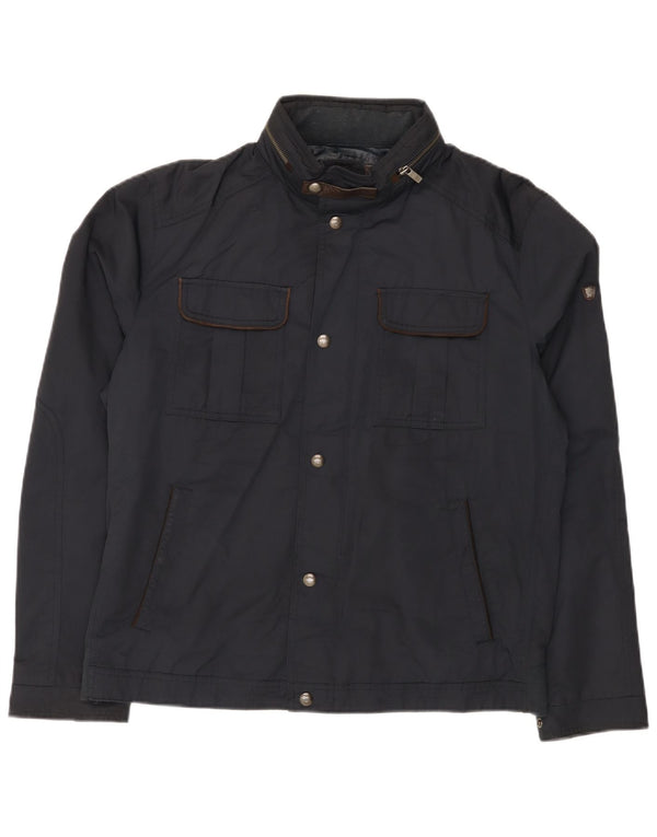 Massimo Dutti Ανδρικό κουκούλα Utility Jacket UK 42 XL Navy Blue Cotton