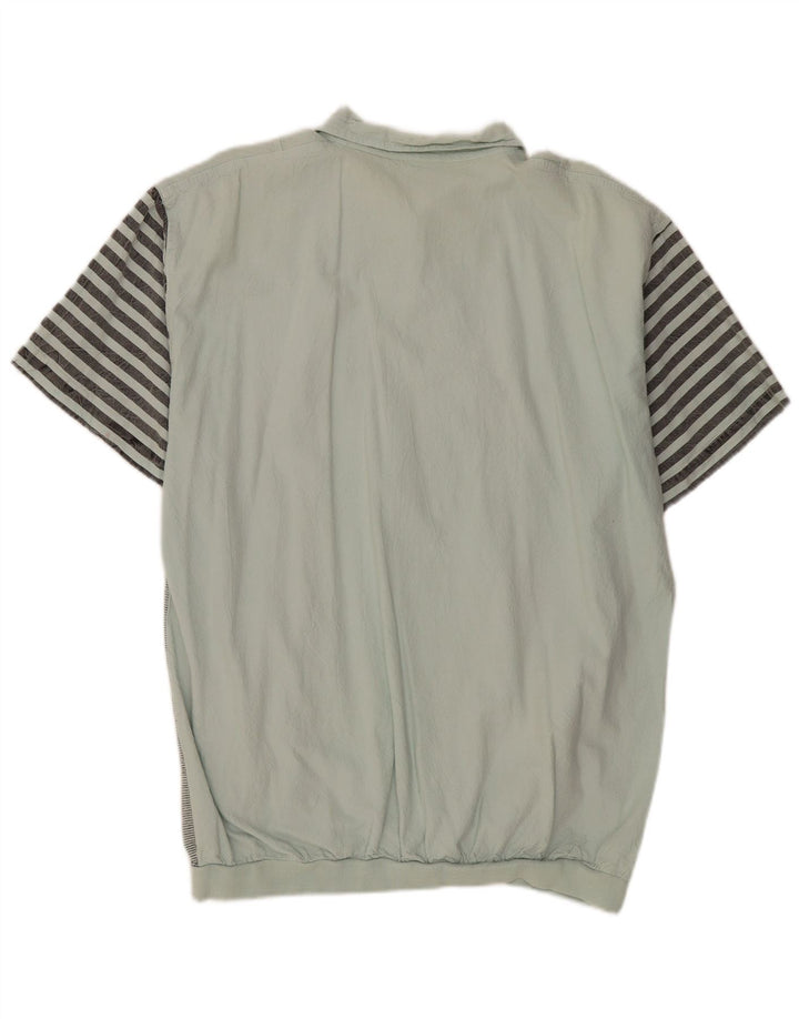 VINTAGE Mens Short Sleeve Pullover Shirt IT 52/54 Large Green Striped