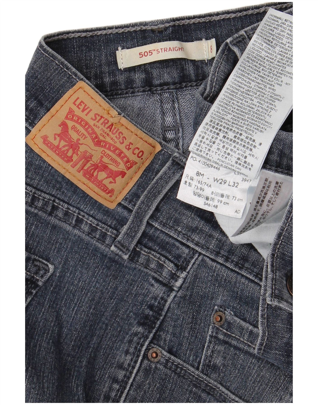 LEVI'S Womens 505 Straight Jeans US 8 Medium W29 L32 Navy Blue Cotton