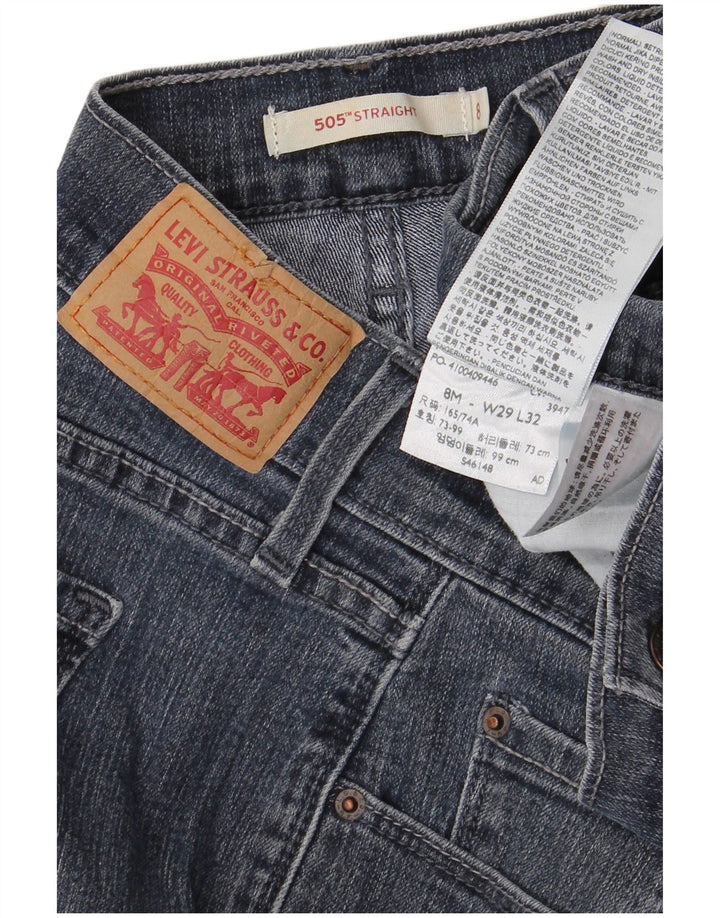 LEVI'S Womens 505 Straight Jeans US 8 Medium W29 L32 Navy Blue Cotton