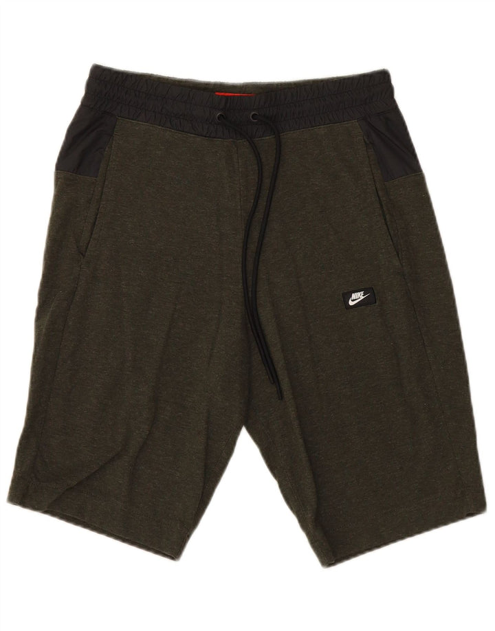 NIKE Mens Sport Shorts Small  Khaki Colourblock Cotton