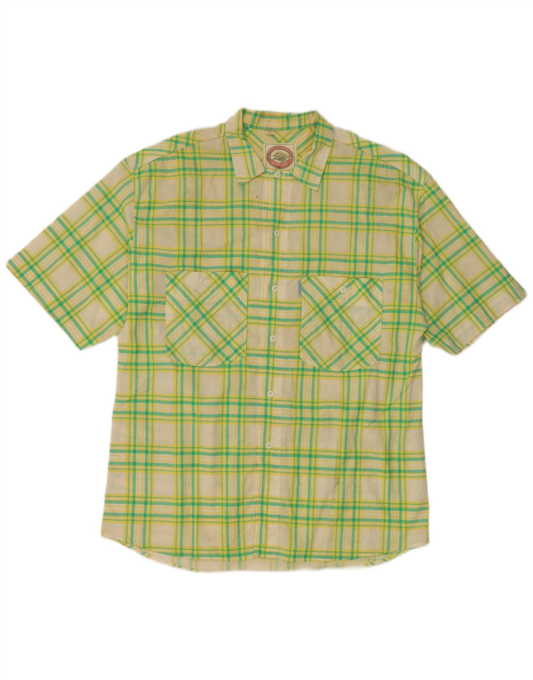 CASUCCI Camicia a maniche corte da uomo a quadri verdi grandi