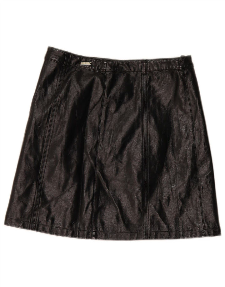 Guess Womens Faux Leather Skirt W27 Small  Black Polyethylene