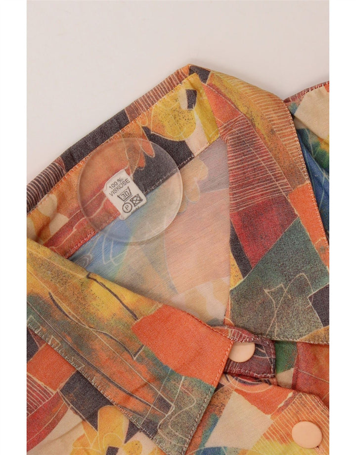 Vintage Womens Abstract Pattern Short Sleeve Shirt UK 20 2XL Multicoloured
