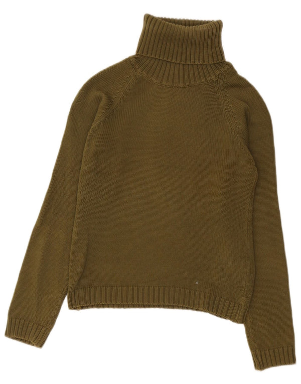 Zara Womens Roll Neck Jumper Sweater UK 14 Large Khaki Cotton