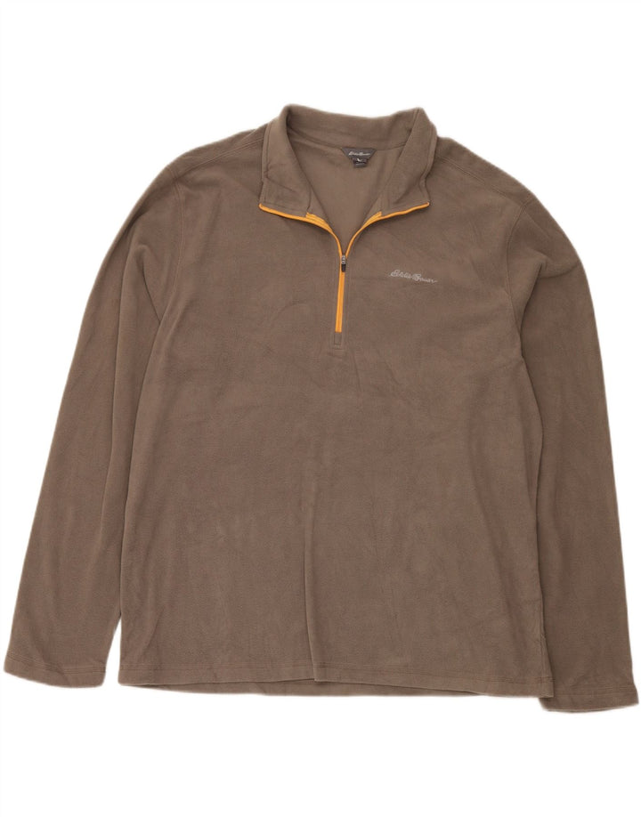 Męski sweter polarowy EDDIE BAUER z zamkiem błyskawicznym XL, szary poliester