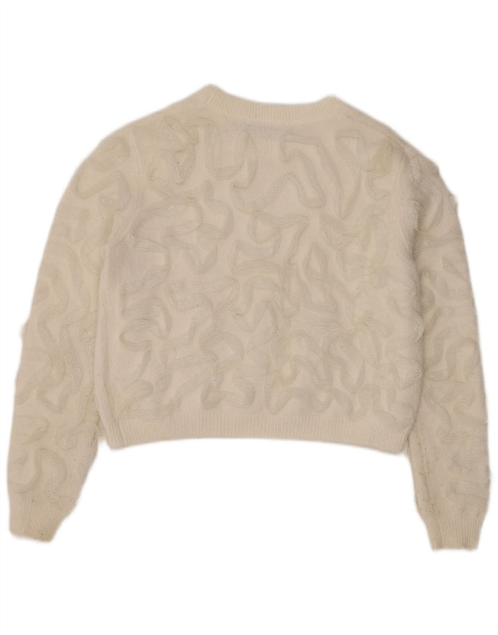 Zara Womens Crop Boat Neck Jumper Sweater UK 14 Medium White