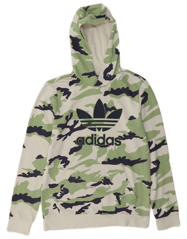 Adidas Jungen Grafik-Hoodie-Pullover 14–15 Jahre, grüne Camouflage-Baumwolle