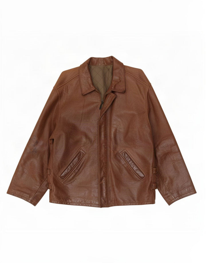 Chaqueta de cuero vintage para hombre Reino Unido 38 Marrón medio