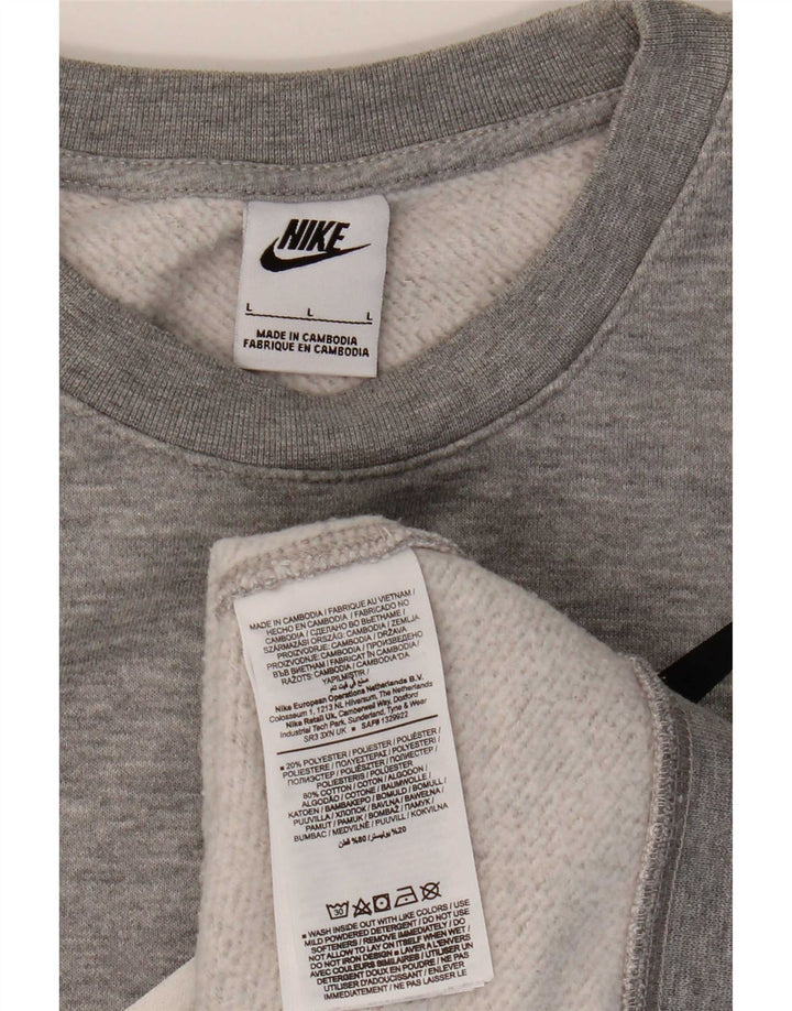 Męski sweter z grafiką Nike, duży, szary, bawełniany