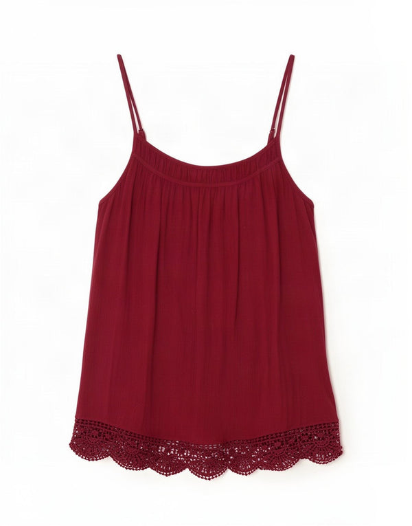 Fat Face Womens Cami Top UK 8 Small Burgundy Viscose