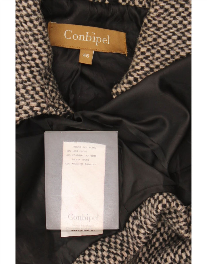 Cappotto Donna Conbipel IT 46 Large Grigio Lana Check