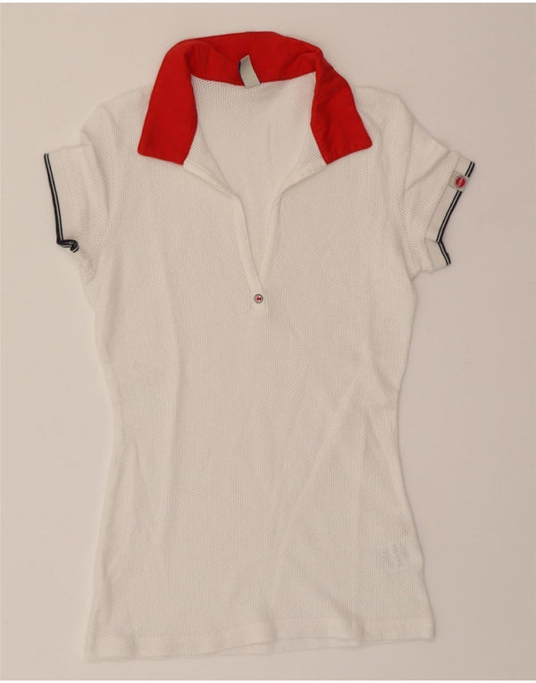 COLMAR Womens Polo Shirt UK 14 Large White Cotton