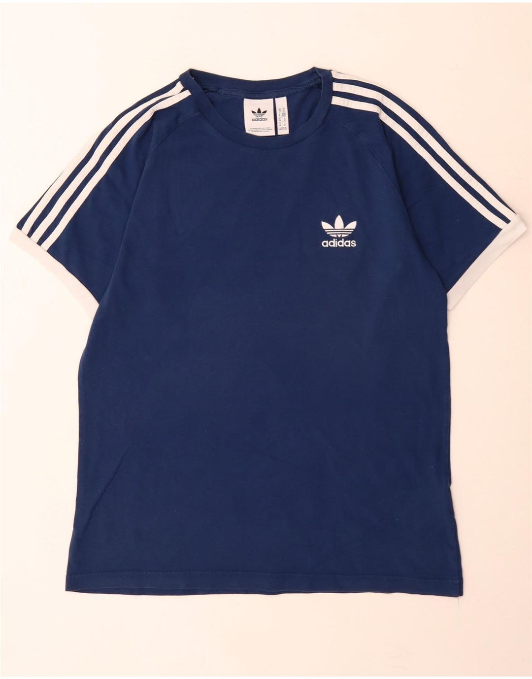 Adidas Mens Camiseta Top Médio Algodão Azul Marinho