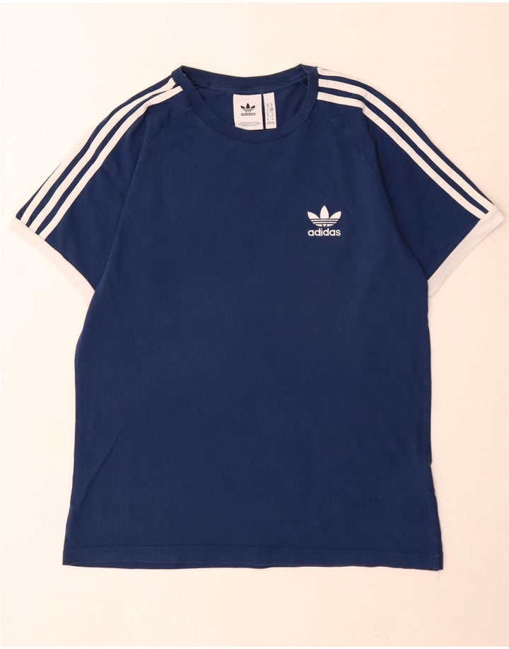 Adidas Mens Camiseta Top Médio Algodão Azul Marinho
