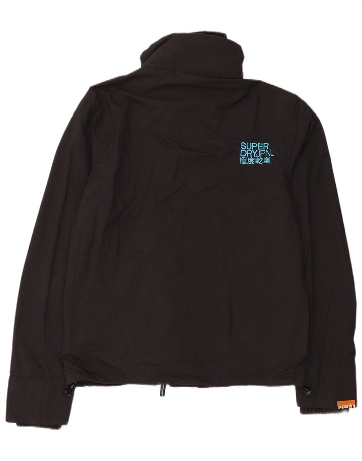 SUPERDRY Womens Graphic Oversized Windbreaker Jacket UK 14 Medium Black
