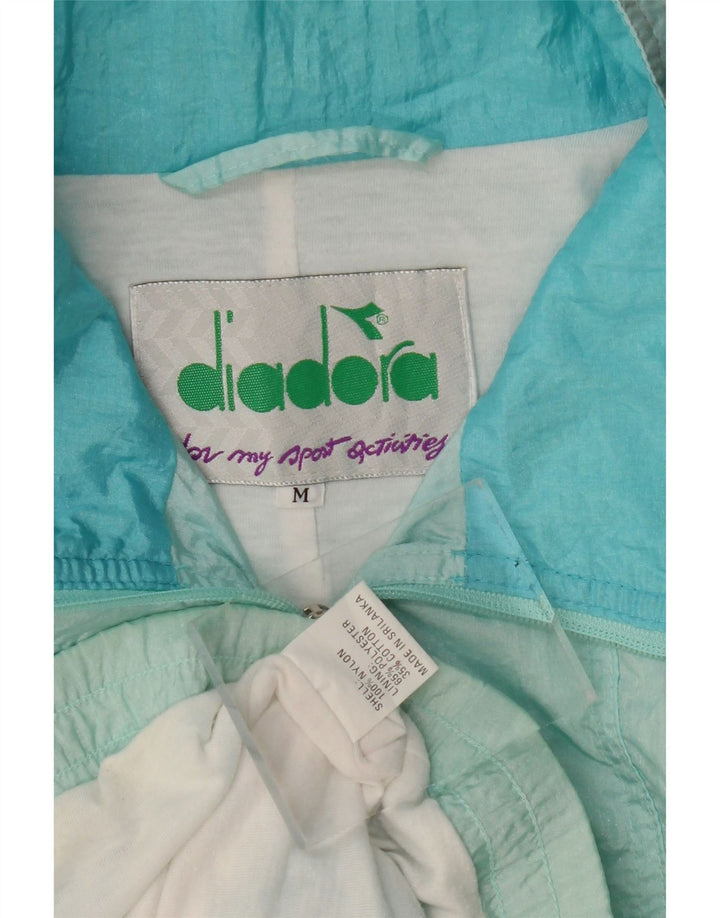 Diadora Womens Oversized Tracksuit Top Jacket UK 14 Medium Blue Floral