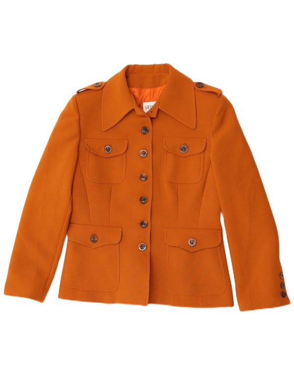 Swish Womens Military 6 Button Blazer Jacket IT 46 Large Brown Polyester