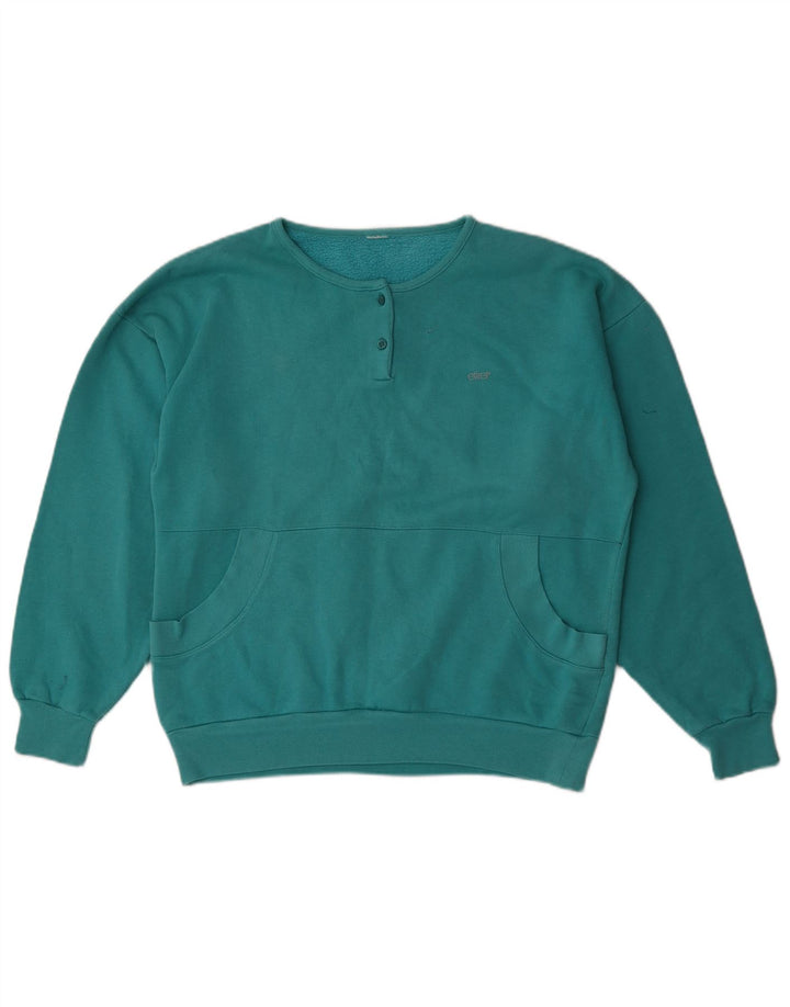 Etirel Womens Button Neck Sweatshirt Jumper UK 16 Large Blue