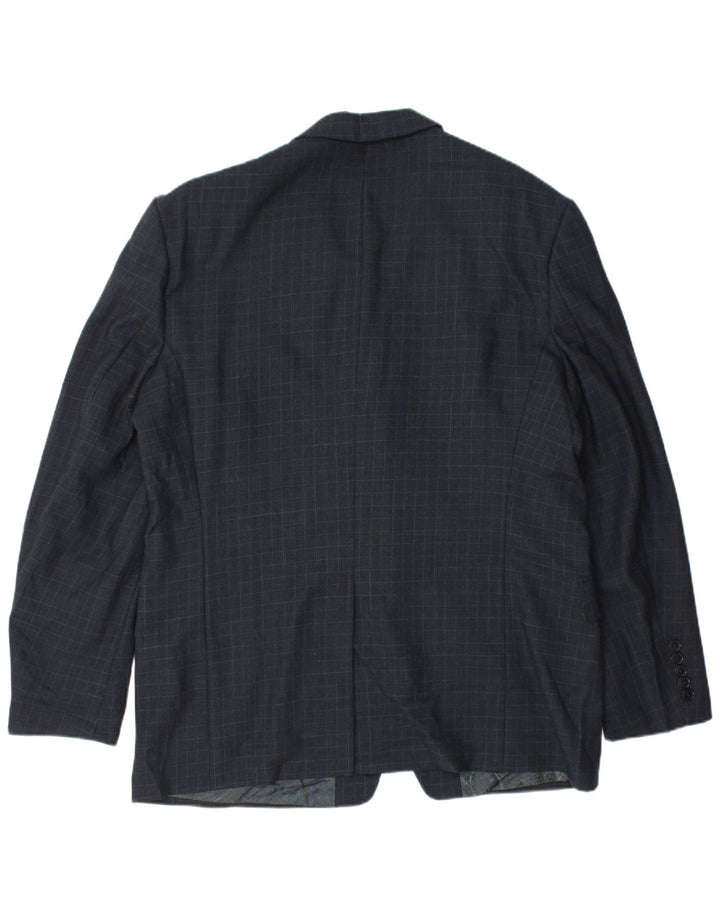Paul Smith Mens 3 Button Blazer Jacket UK 40 Large Navy Blue Gingham Wool