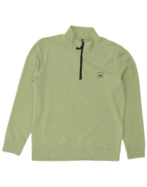 Carrera Homme Zip Neck Sweatshirt Jumper XL Vert Coton