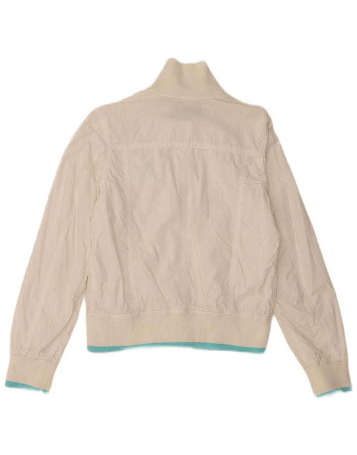 Sergio Tacchini Womens Crop Bomber Jacket UK 10 Small White Polyester