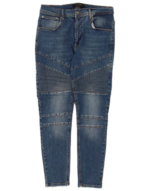 Zara Mens Skinny Jeans EU 44 Large W34 L27 Blue Patchwork Cotton