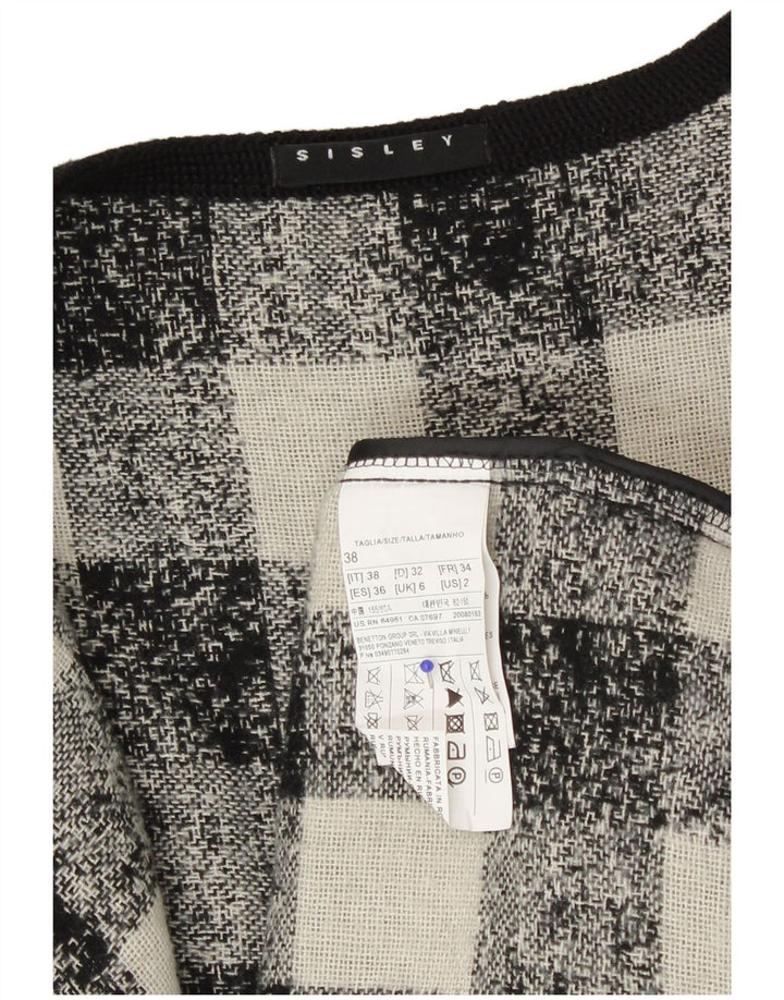 Sisley Damen-Blazer in Übergröße, Gr. 6, XS, schwarzes Gingham-Acryl