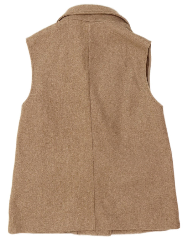 Zara Mujer Chaleco Utilitario De Doble Botonadura UK 42 Poliéster Beige Medio