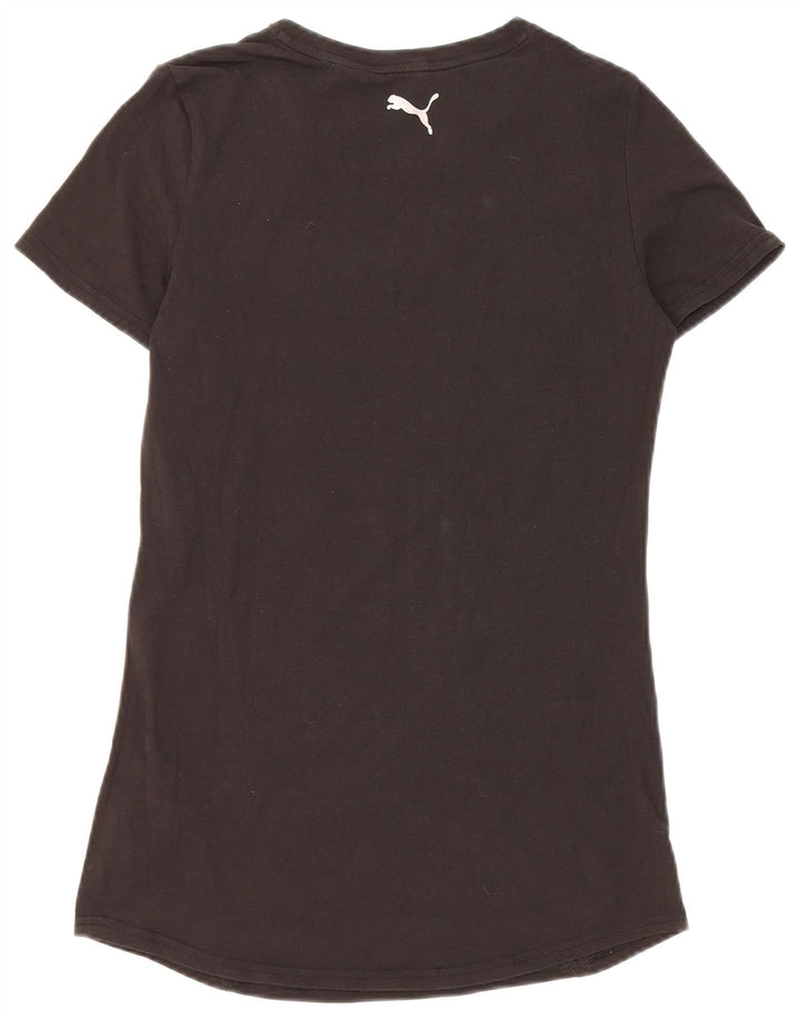 Puma Womens Crop Graphic T-Shirt Top UK 12 Medium Black