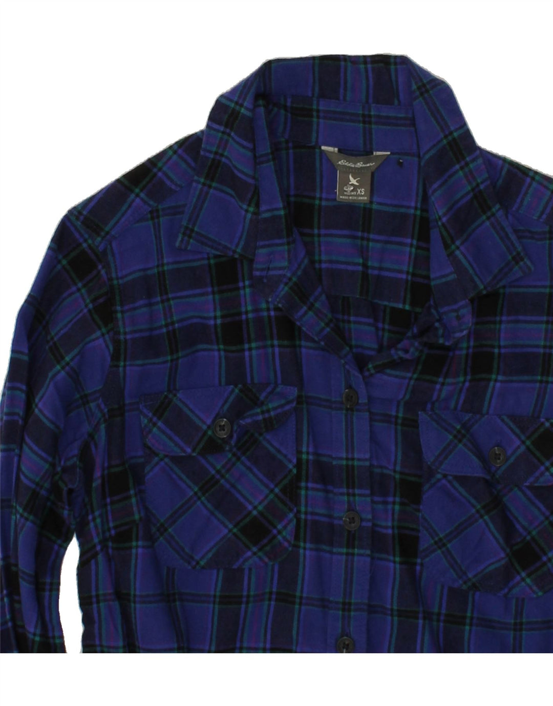 EDDIE BAUER Womens Shirt UK 6 XS Blue Check Cotton Vintage Eddie Bauer and Second-Hand Eddie Bauer from Messina Hembry 