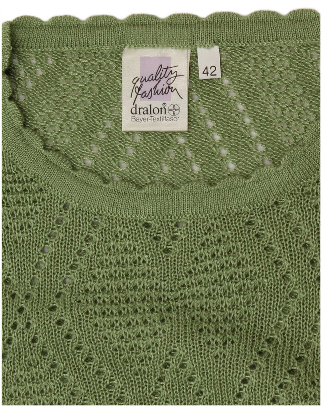 Bayer Womens Crew Neck Jumper Sweater EU 42 Large Green Acrylic
