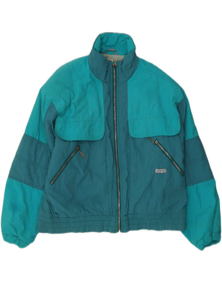 Vintage Mens Windbreaker Jacket UK 38 Medium Turquoise Colourblock