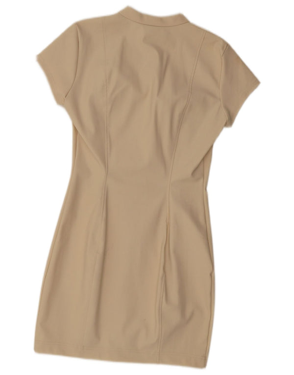 Zara Damen Etuikleid UK 14 Large Beige Polyamid