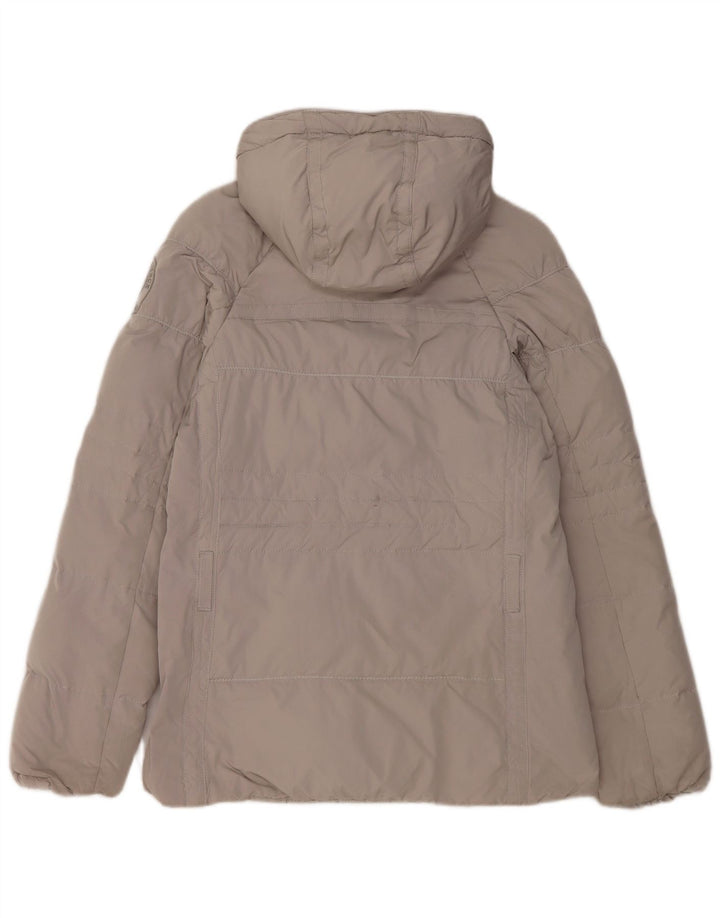 Napapijri Womens Hooded Padded Jacket UK 10 Small Grey Polyester
