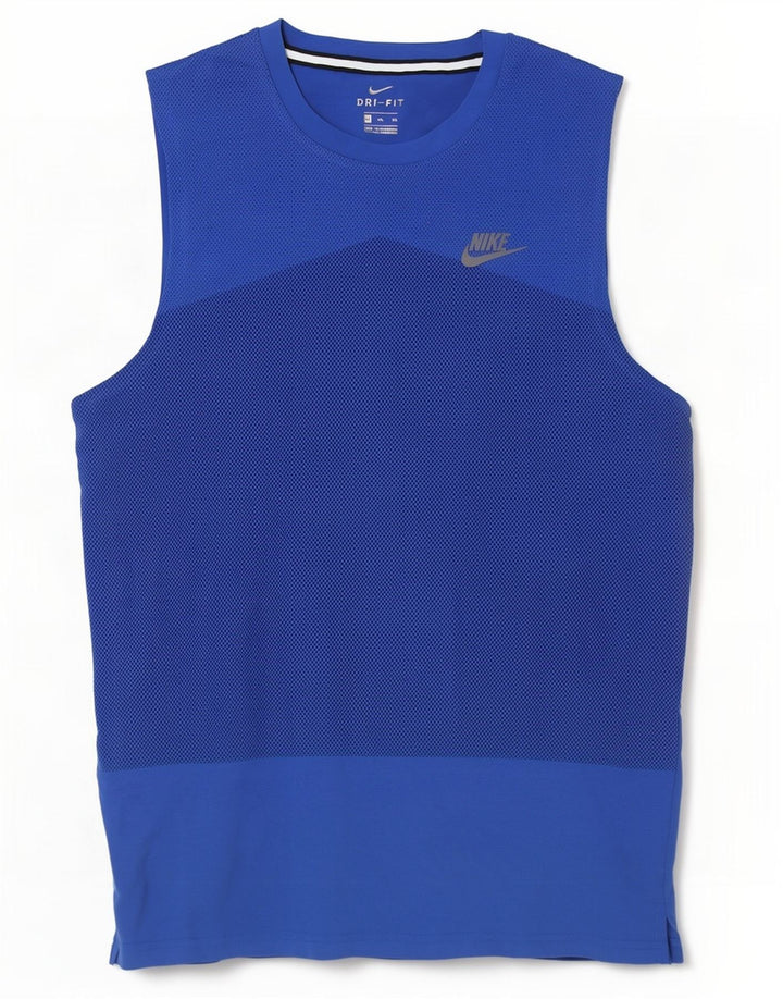 Nike Herre Dri Fit Vest Top 2XL Blå plettet bomuld