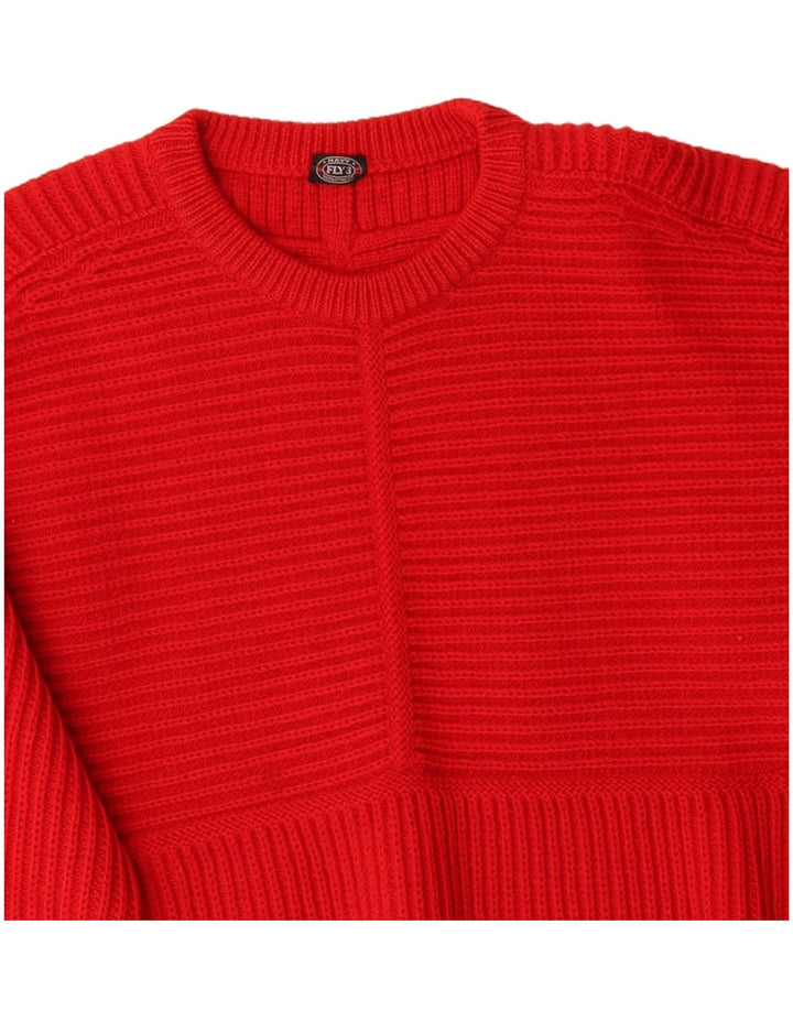 VINTAGE Mens Boat Neck Jumper Sweater Medium Red