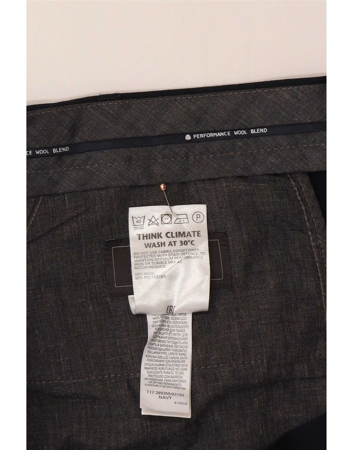 Marks & Spencer Mens Tailored Fit Suit Trousers W44 L31 Navy Blue Wool