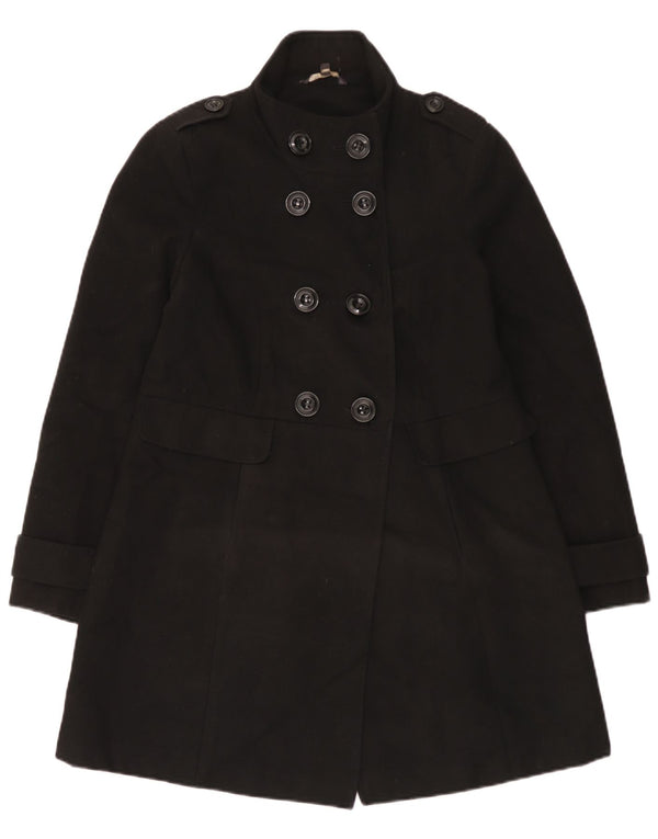 Marks & Spencer Abrigo cruzado para mujer UK 42 Poliéster negro mediano