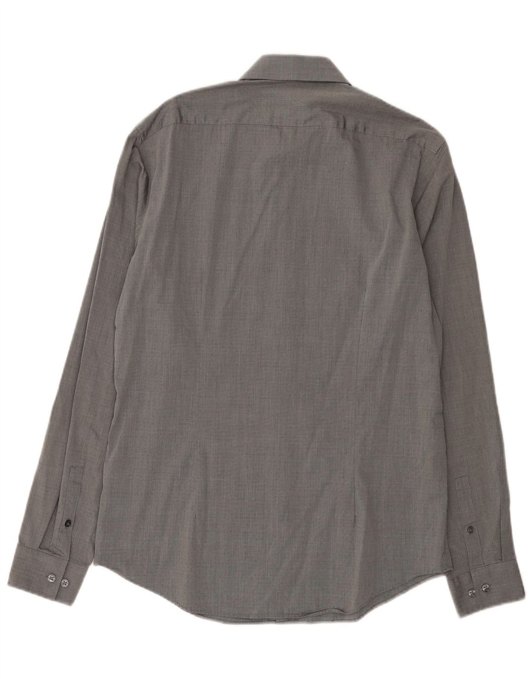 Calvin Klein Mens Fitted Shirt Size 39 15 1/2 Medium Grey Spotted Cotton