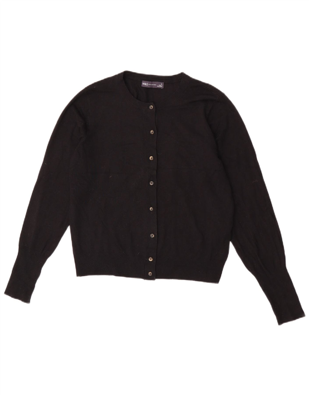 Marks & Spencer Womens Crop Cardigan Sweater UK 12 Medium Black Viscose