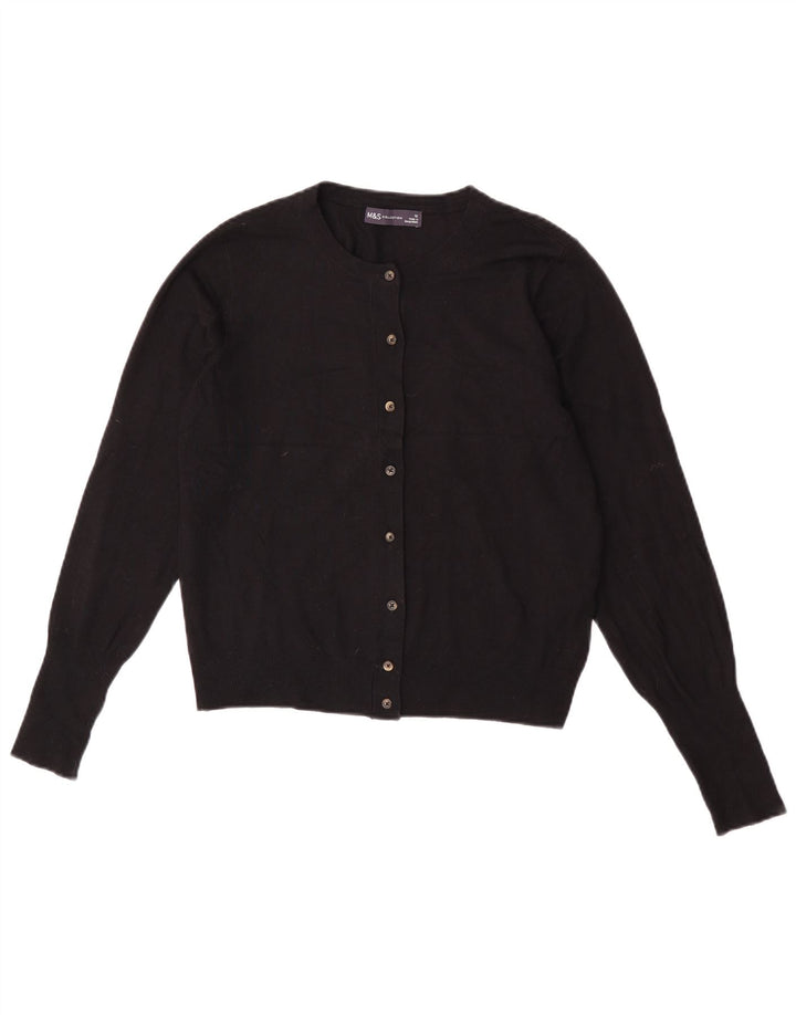Marks & Spencer Womens Crop Cardigan Sweater UK 12 Medium Black Viscose