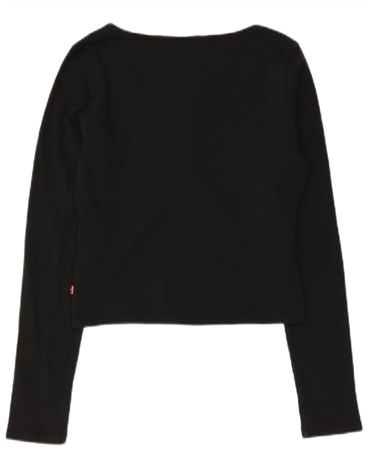 Levi's Womens Crop Top Long Sleeve UK 10 Small Black Cotton