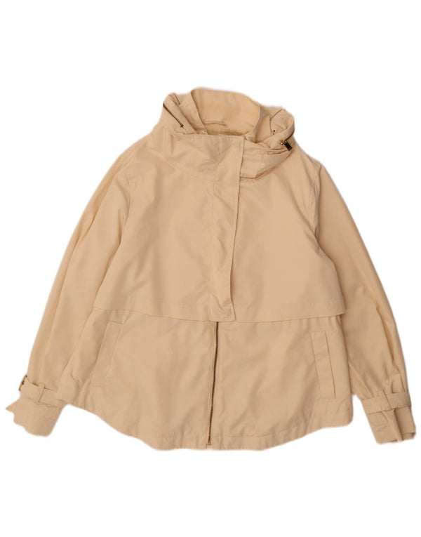 Zara Mujer Cazadora Bomber Con Capucha UK 40 Grande Poliéster Beige