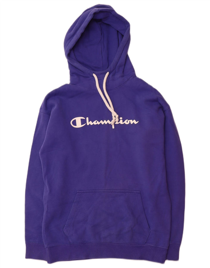 CHAMPION Suéter masculino com capuz gráfico pequeno algodão roxo